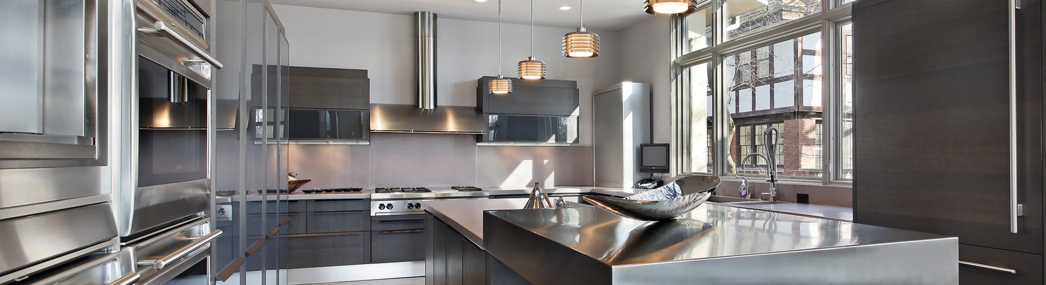 Beautiful Kitchen with Chrome Appliances