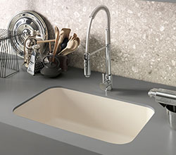 Corian Kitchen Sink Silt – Sink Model 873, Spring by Fir Italia; wall tiles by Mirage
