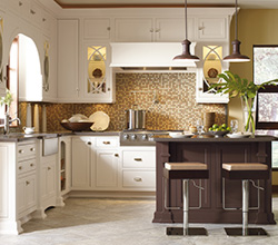 Omega Cabinetry  Style: Traditional Woodward  Material: Maple    Finish: Pearl